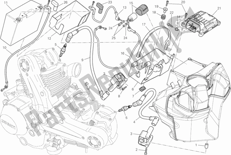 Alle onderdelen voor de Accu van de Ducati Monster 796 ABS USA 2013